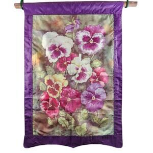 Pansies Purple Garden Flag Banner Double Sided Appliqued Yard 28"x42" Evergreen